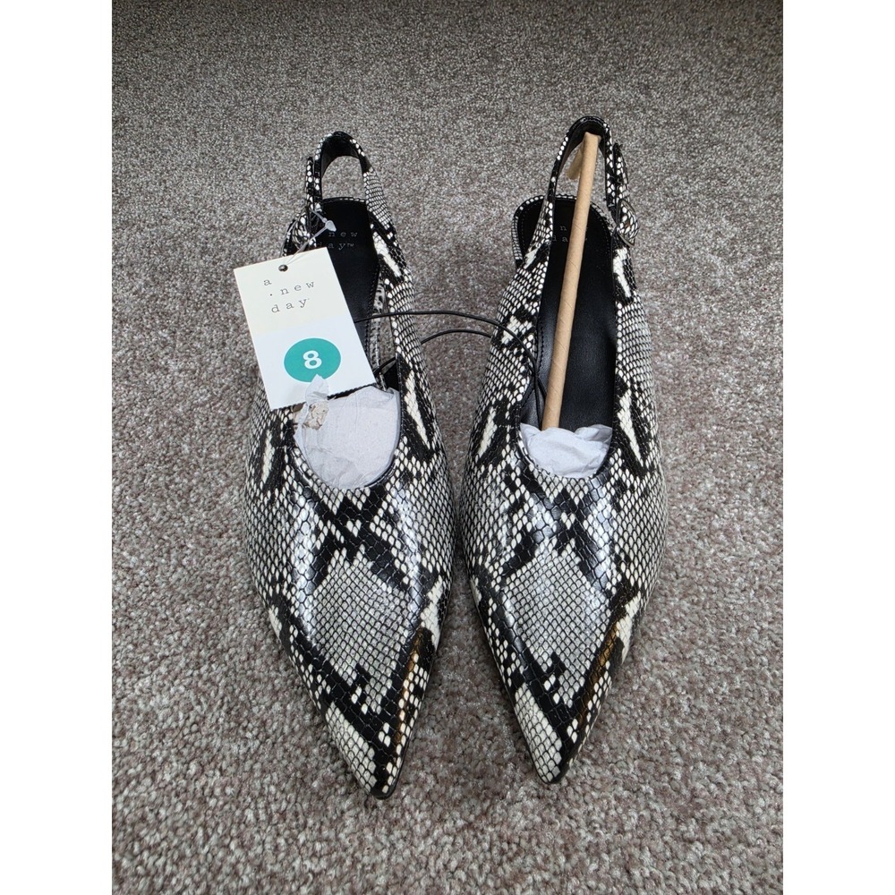 A New Day Samantha Snake Print Slingback Kitten Heels Womens Size 8 NWT Target